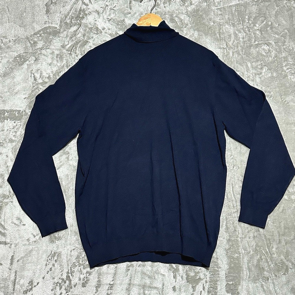 Zara Mens Turtleneck Sweater Mens Sz XL Blue Minimalist Ivy League Dark Academia
